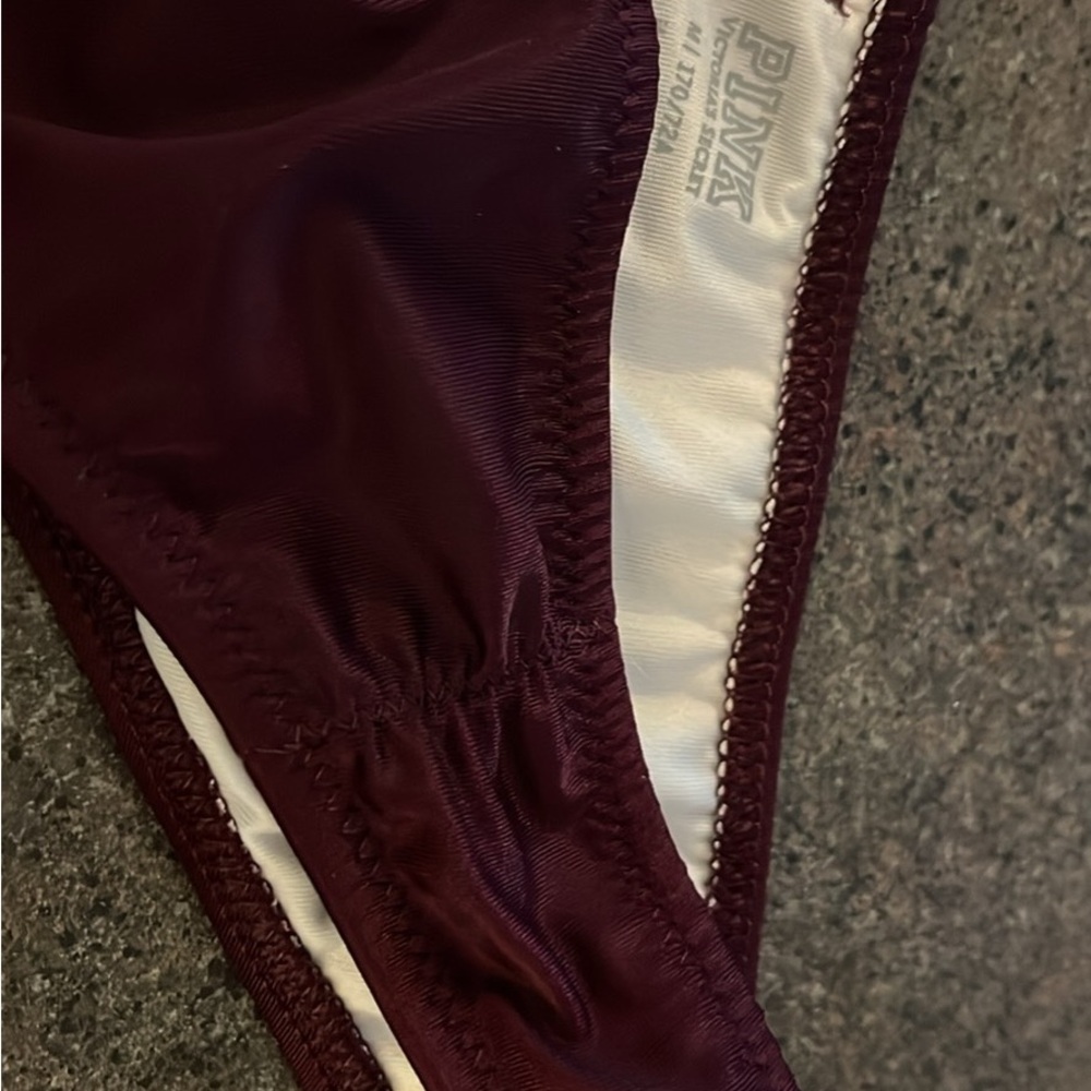 PINK Victoria's Secret Burgundy Scrunch Bottoms with Ruching